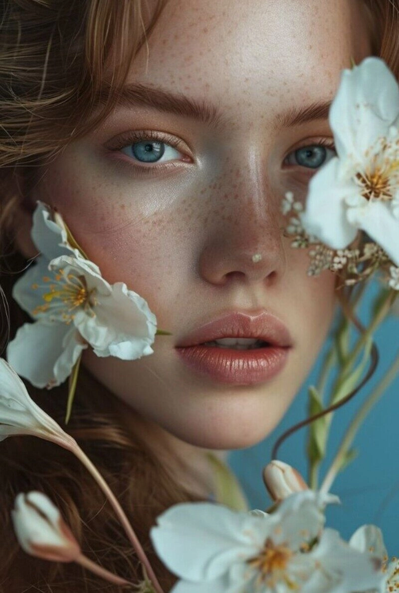 ảnh cô gái cầm hoa che mặt buồn