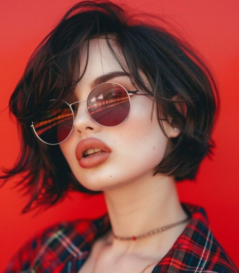 ảnh gái xinh tóc ngắn đeo kính
