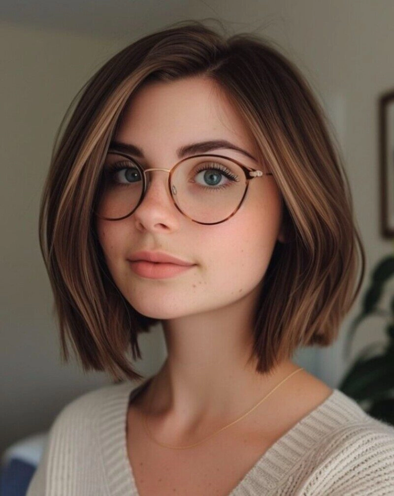 ảnh gái xinh tóc ngắn đeo kính
