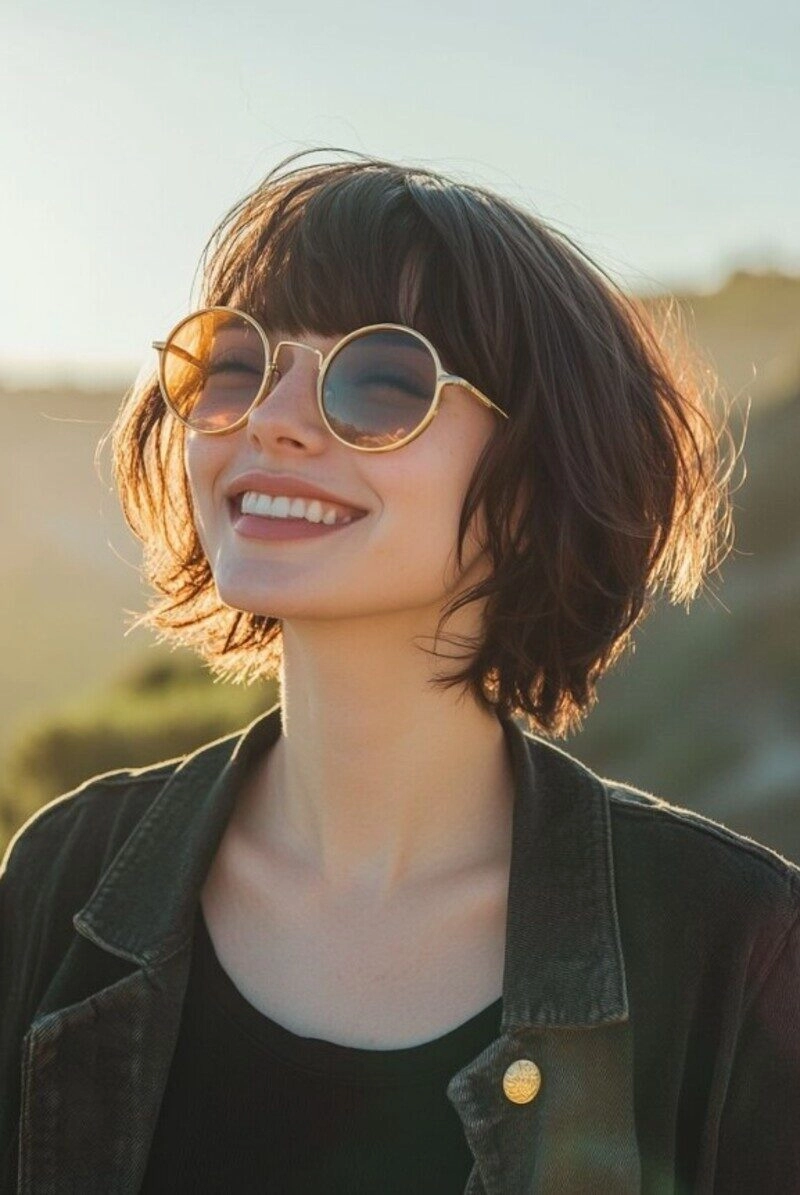 ảnh gái xinh tóc ngắn đeo kính