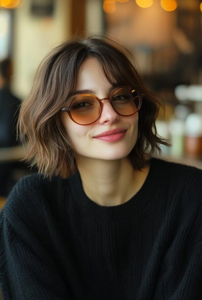 ảnh gái xinh tóc ngắn đeo kính