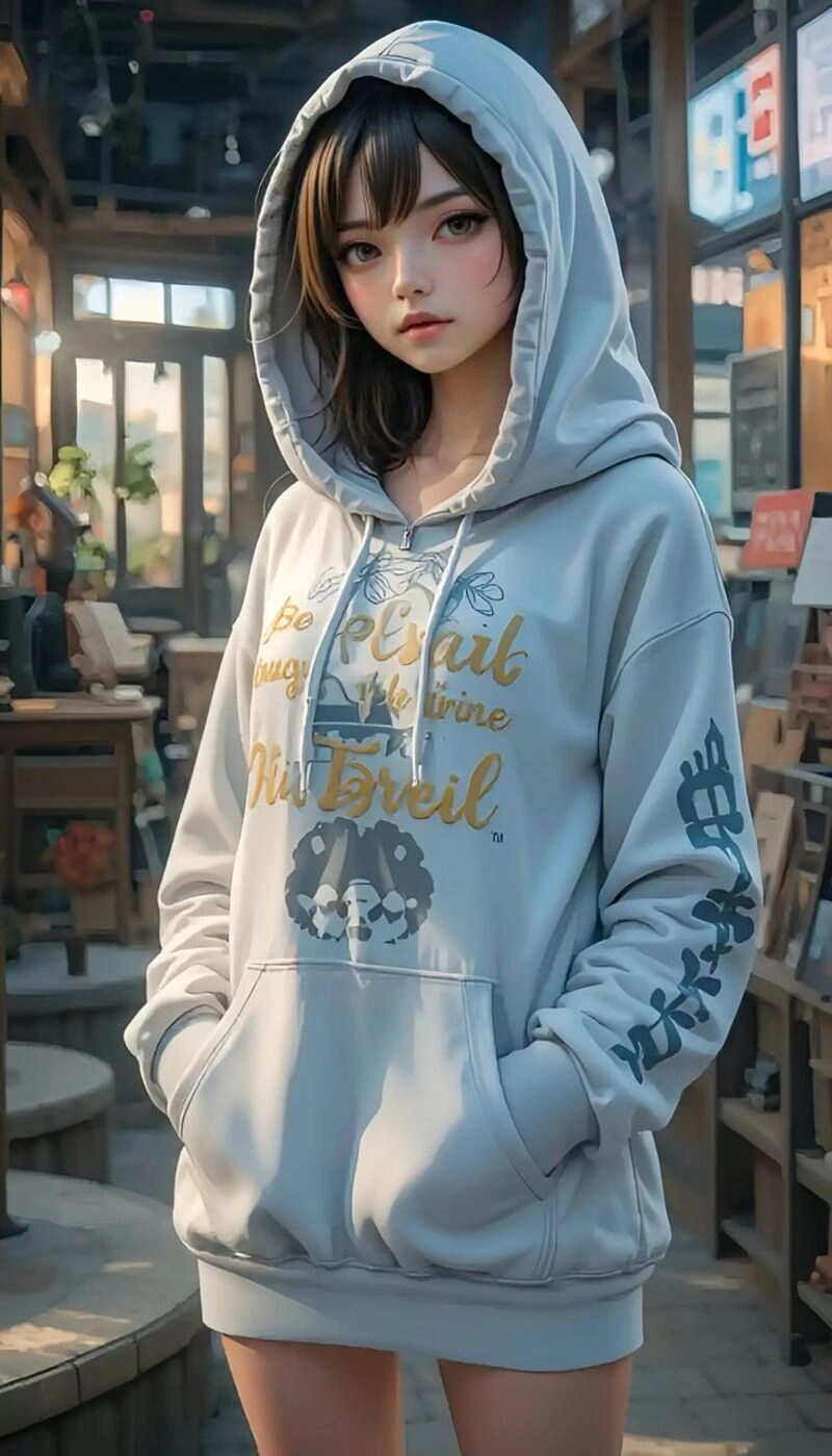 ảnh gái xinh mặc áo hoodie