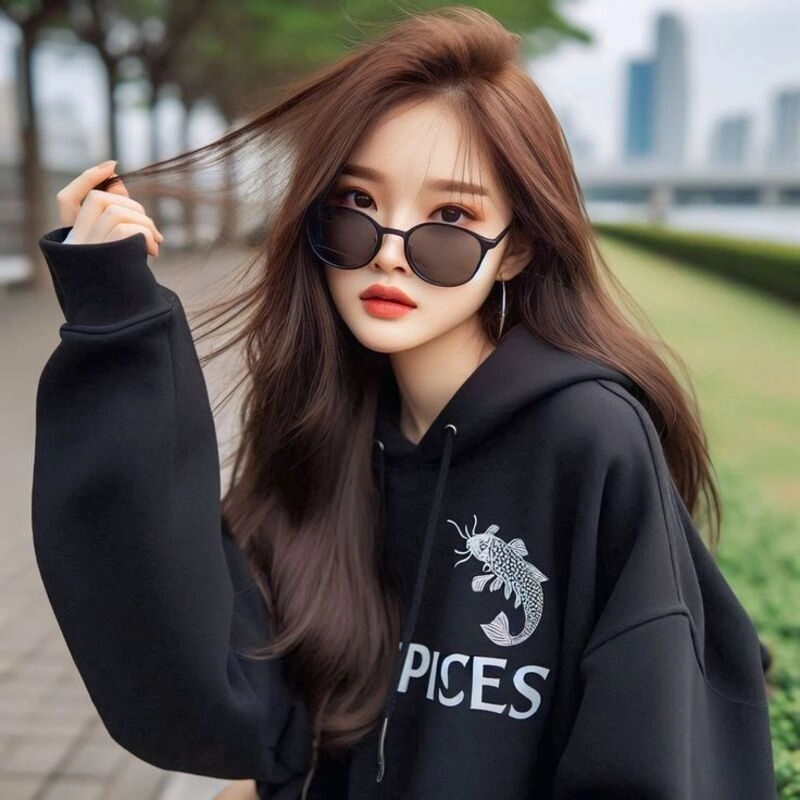 ảnh gái xinh mặc áo hoodie