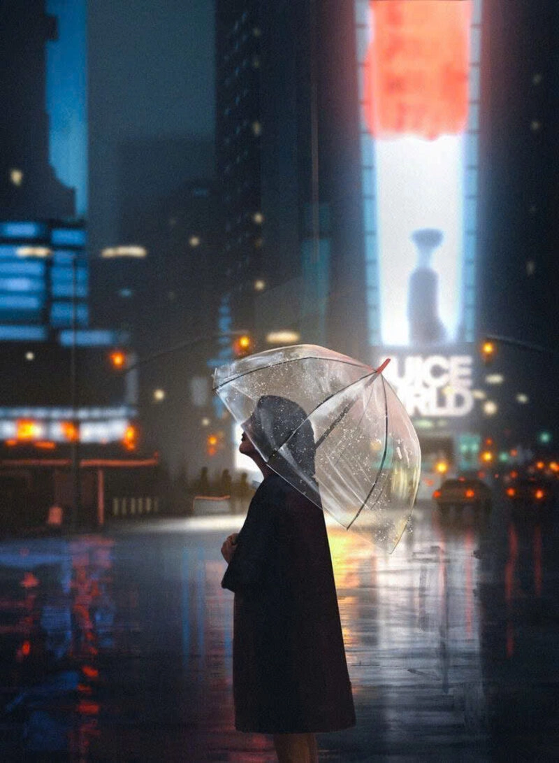 Hình ảnh cô gái xinh đẹp cầm ô đi dưới mưa xinh đẹp