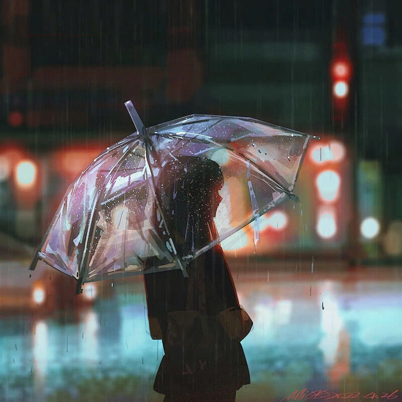 Hình ảnh cô gái xinh đẹp cầm ô đi dưới mưa xinh đẹp